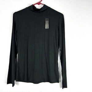 Klotho Black Rayon Spandex Long Sleeve Mock Neck Shirt Womens Size M